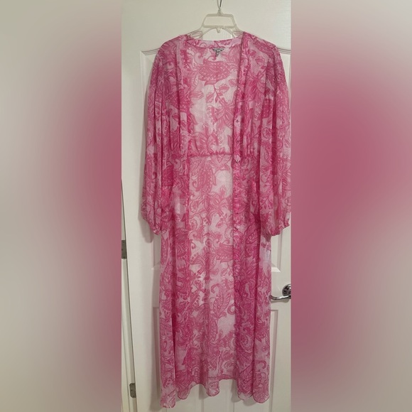 Women’s GUESS Paisley Pink‎ Princesss Fairy Button Down Duster. Size Medium. - Picture 3 of 10